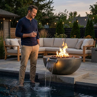 Arcadia Forge Helios Cascade 36" Fire & Water Bowl — Lifestyle