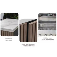 Outdoor Kitchen Island Built for Premium Cooking, Stainless Steel Worktop, Teak Cabinet Faces, Weather Resistant