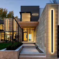 Architectural Wall Sconce Built for Modern Facades, Aluminum Housing, LED Light Bar, Diffused Halo Effect
