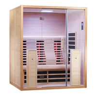 Infrared Sauna Cabin Designed for Home Wellness, Full Glass Door, Canadian Hemlock Wood, Red Light Therapy