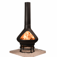 Steel Chiminea Fire Pit Designed for Modern Patios, High-Draft Design, Ceramic Coating, Triangular Viewing Window