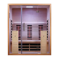 Infrared Sauna Cabin Designed for Home Wellness, Full Glass Door, Canadian Hemlock Wood, Red Light Therapy